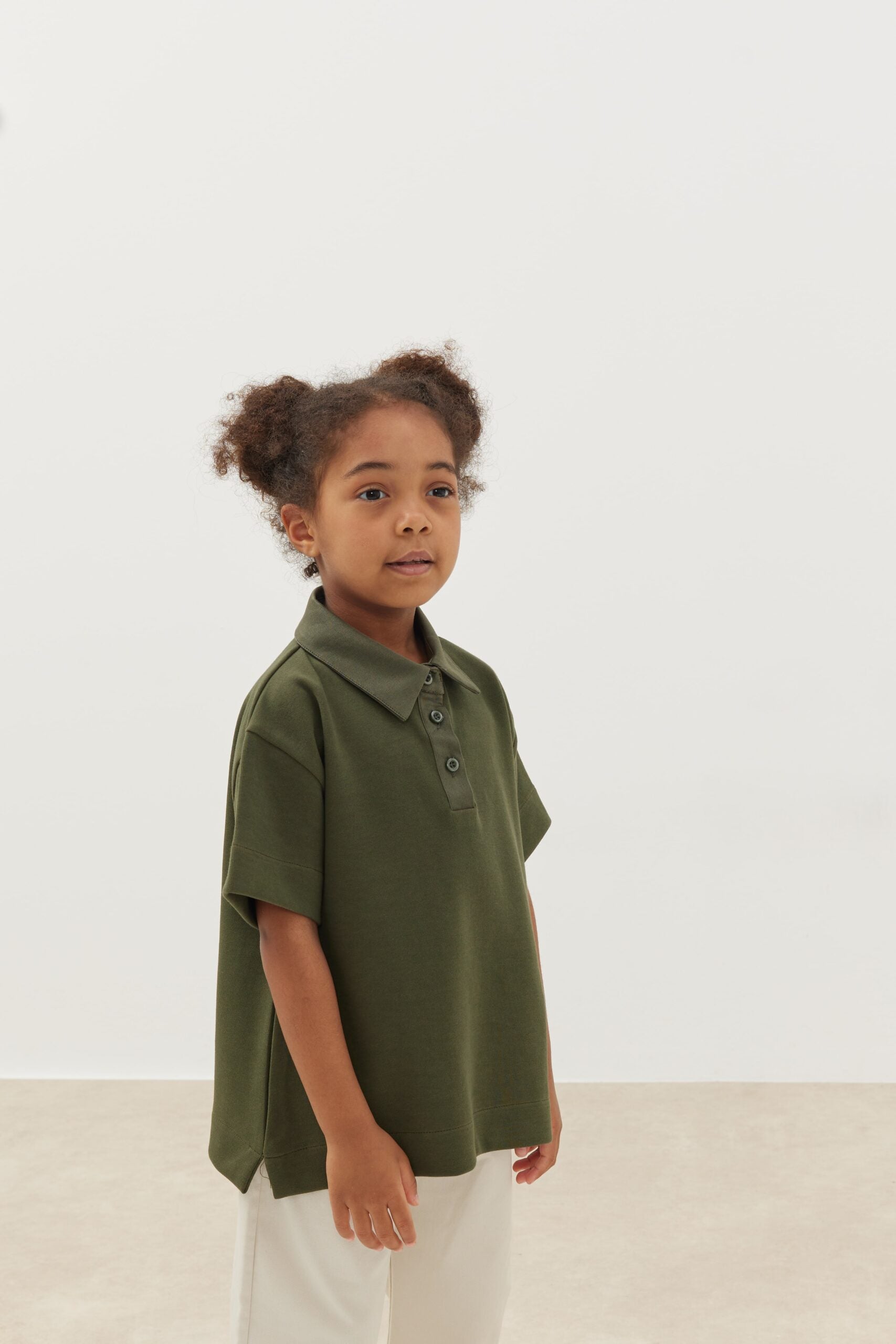 Premium polo neck oversize t-shirt khaki