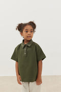 Premium polo neck oversize t-shirt khaki