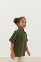 Premium polo neck oversize t-shirt khaki