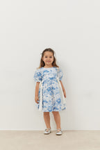 Ribbed dress blue patterned