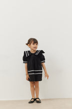 Asymmetrical striped dress black