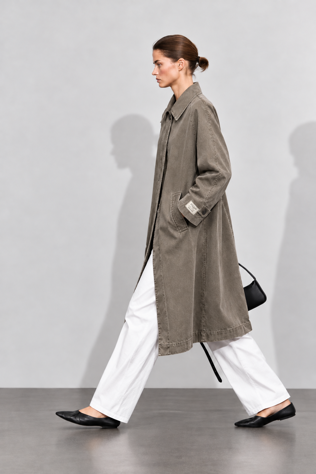 Khaki Washed Oversize Trench