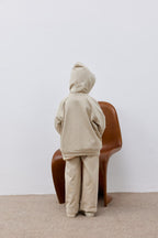 Beige zipper and hooded set