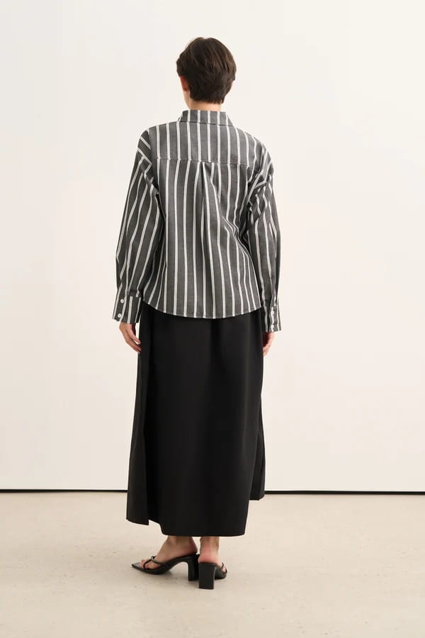 Black Striped Poplin Shirt