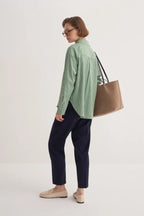 Green Striped Poplin Shirt