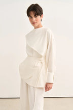 Ecru Organic Cotton Belted Blouse