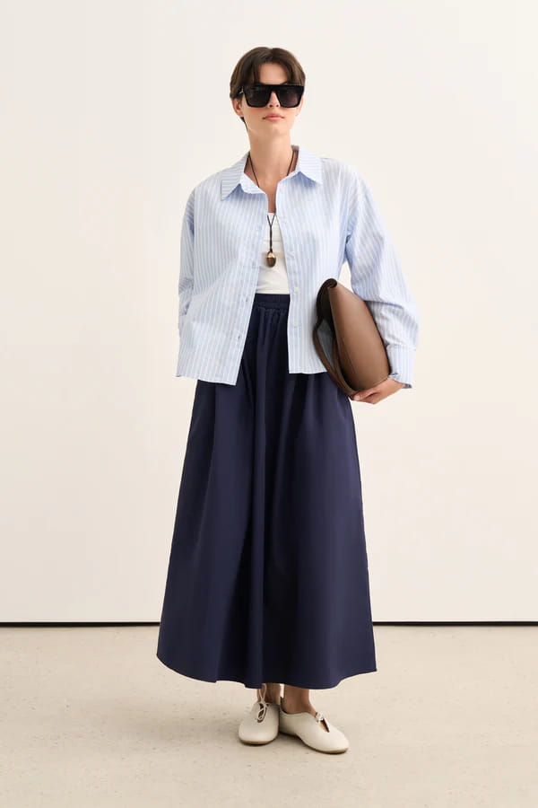 Blue Striped Poplin Shirt