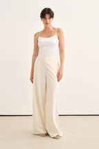 Ecru Pleated Detail Trousers