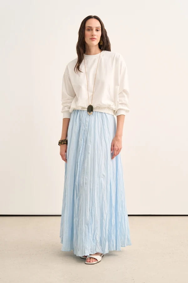 Blue Crushed Voile Skirt