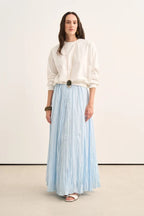 Blue Crushed Voile Skirt