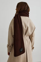 Bitter brown plain knitted knitwear scarf