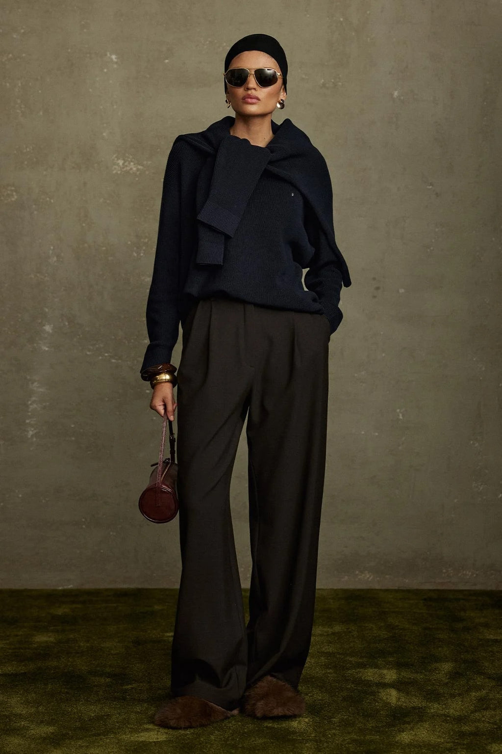 Bitter brown janet wide leg trousers