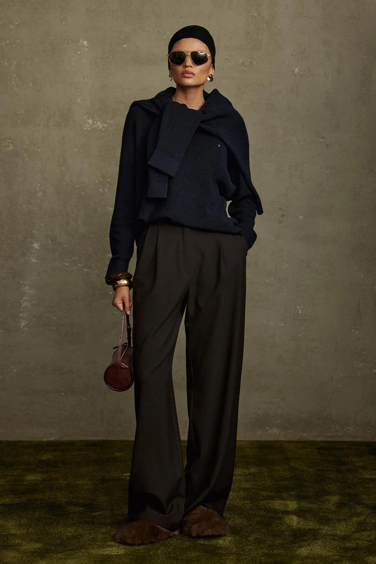 Bitter brown janet wide leg trousers