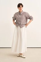Brown Striped Poplin Shirt