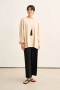 Beige Tie Sleeve Sweatshirt