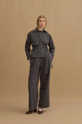 Anthracite double pleat trench suit