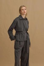 Anthracite double pleat trench suit