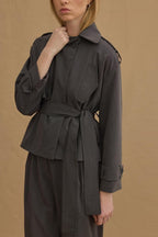 Anthracite double pleat trench suit