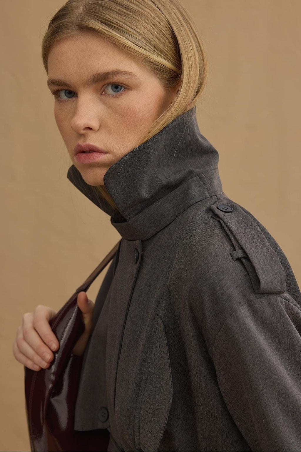 Anthracite double pleat trench suit