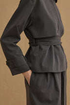 Anthracite double pleat trench suit