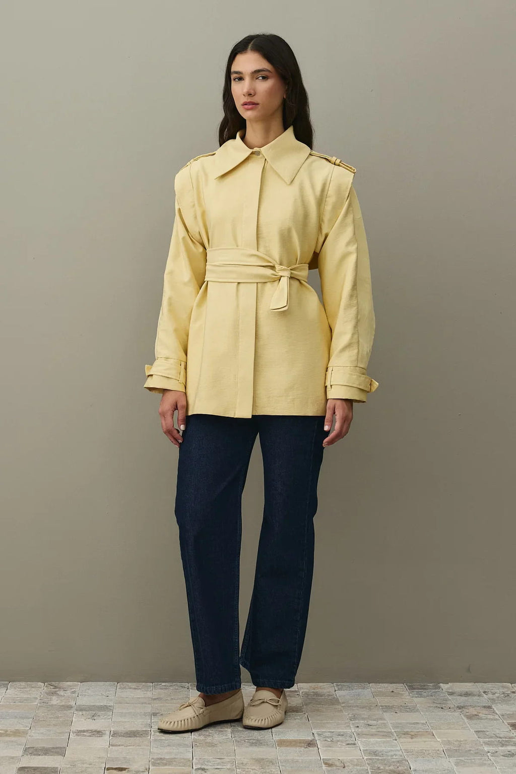 Yellow epaulette detail jacket
