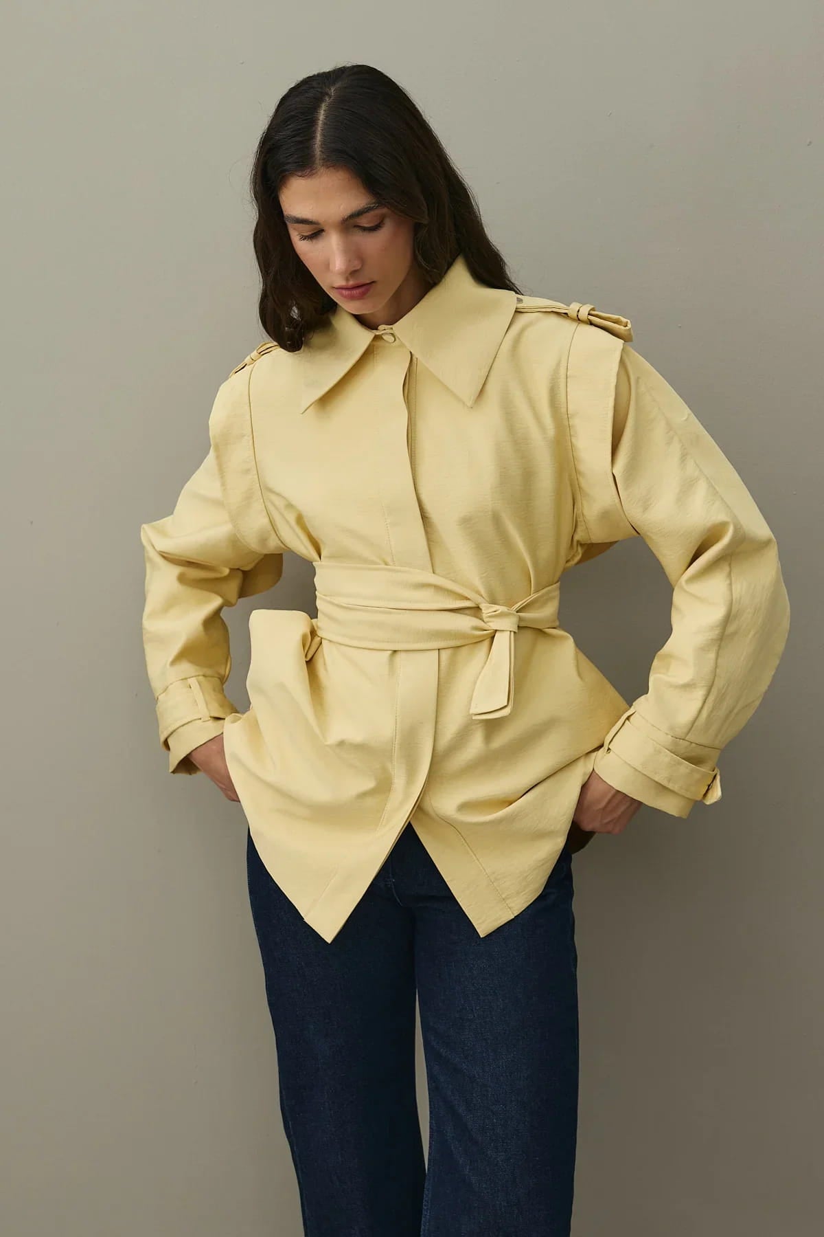 Yellow epaulette detail jacket