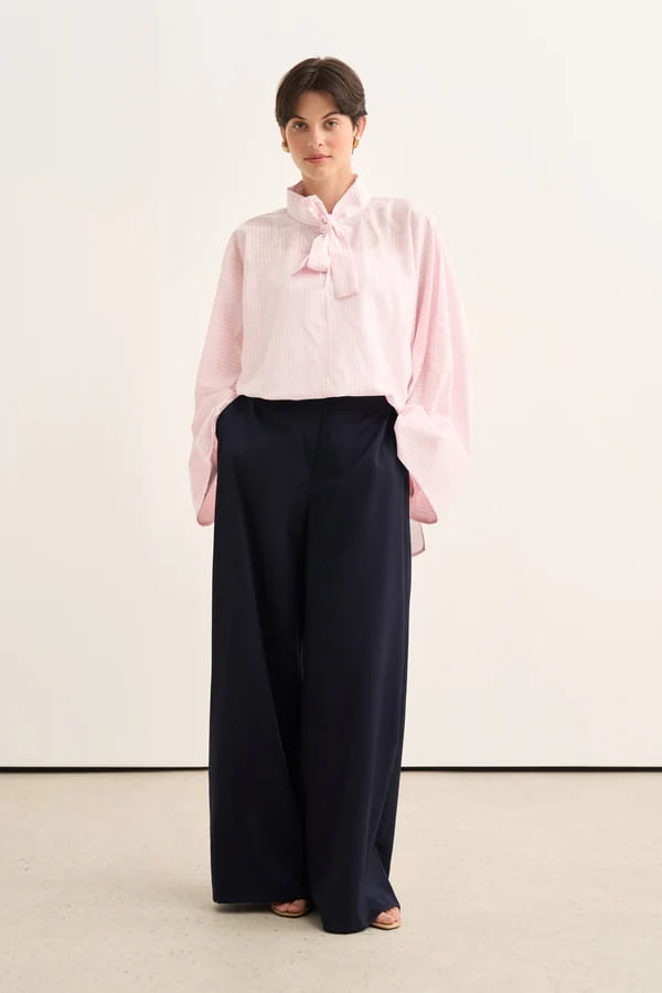 Navy Pleated Detail Trousers
