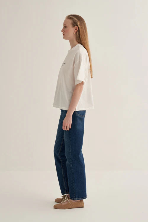 Ecru oversized text print t-shirt