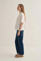 Ecru oversized text print t-shirt