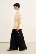 Beige Organic Cotton Belted Blouse