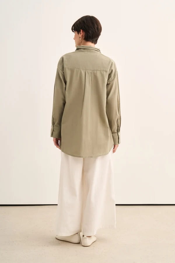 Light Khaki Ruffle Shirt