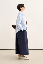 Navy Elastic Waist Poplin Skirt