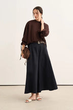 Chocolate Brown Tie Sleeve Sweatshirt