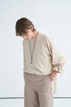Beige Tie Sleeve Sweatshirt