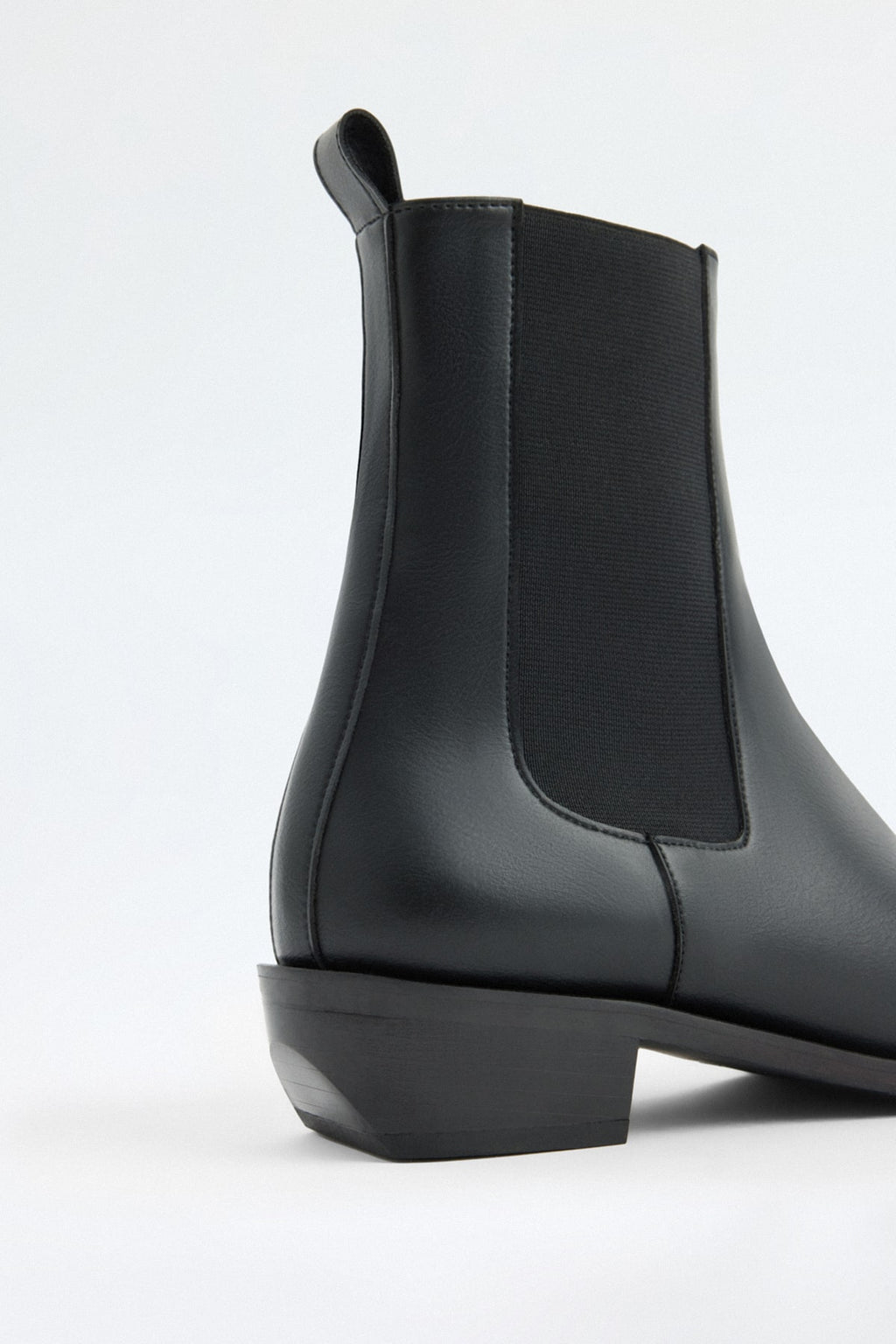 Black square-toe elastic boots