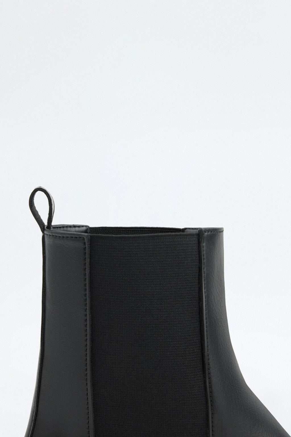 Black square-toe elastic boots