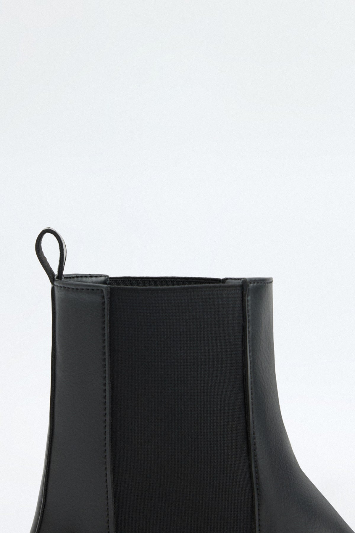 Black square-toe elastic boots