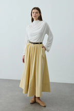 Yellow Gathered Maxi Skirt