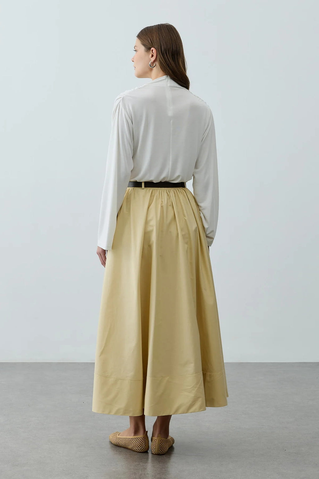 Yellow Gathered Maxi Skirt