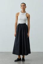 Black Gathered Maxi Skirt