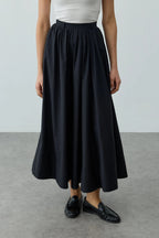 Black Gathered Maxi Skirt