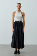 Black Gathered Maxi Skirt