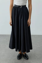 Black Gathered Maxi Skirt