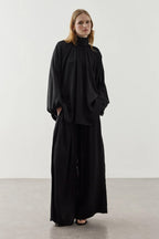 Black Ruched Pants Suit