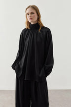 Black Ruched Pants Suit
