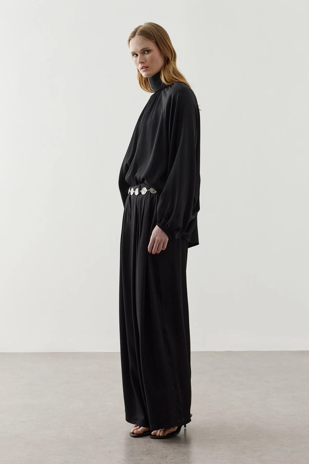 Black Ruched Pants Suit