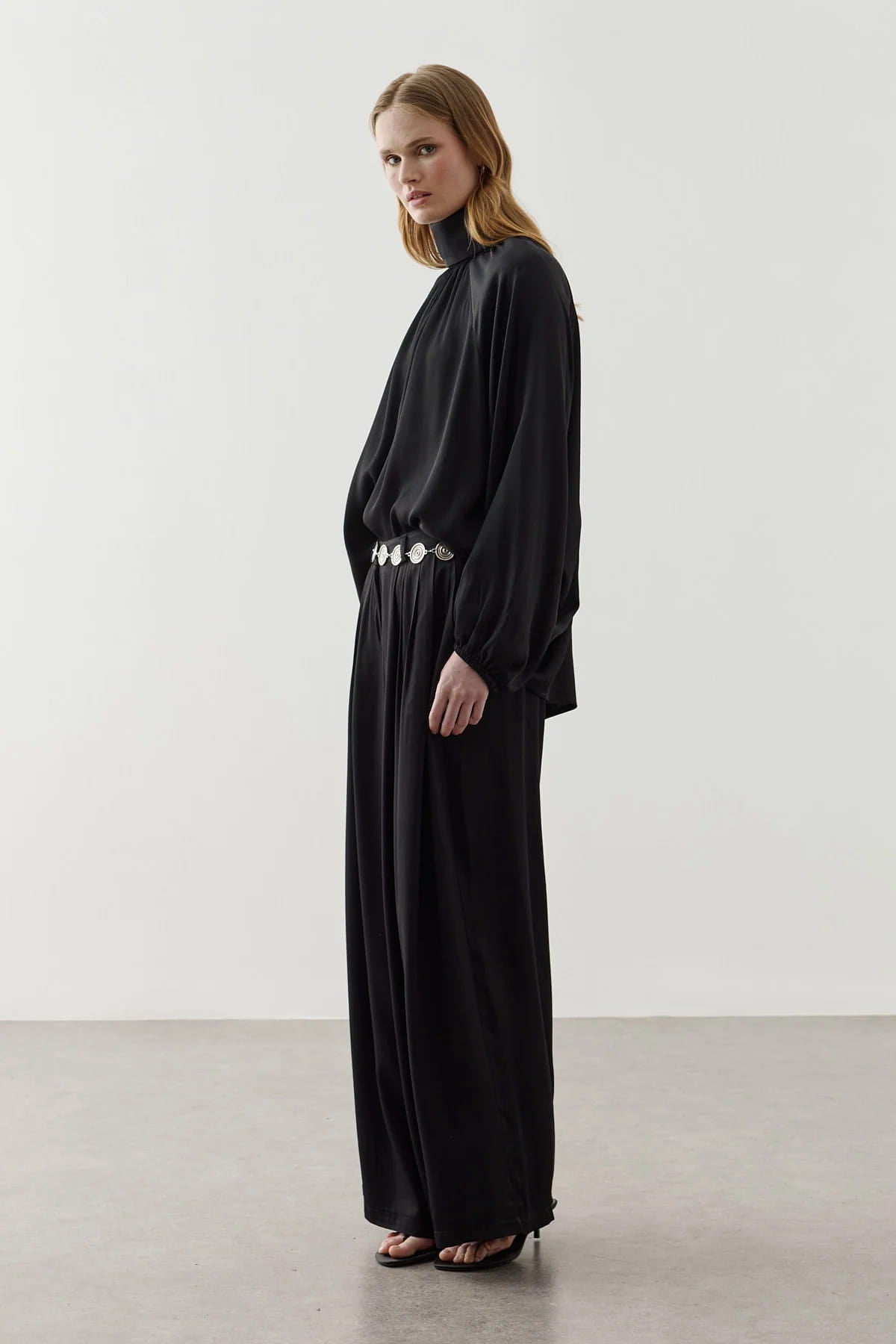 Black Ruched Pants Suit