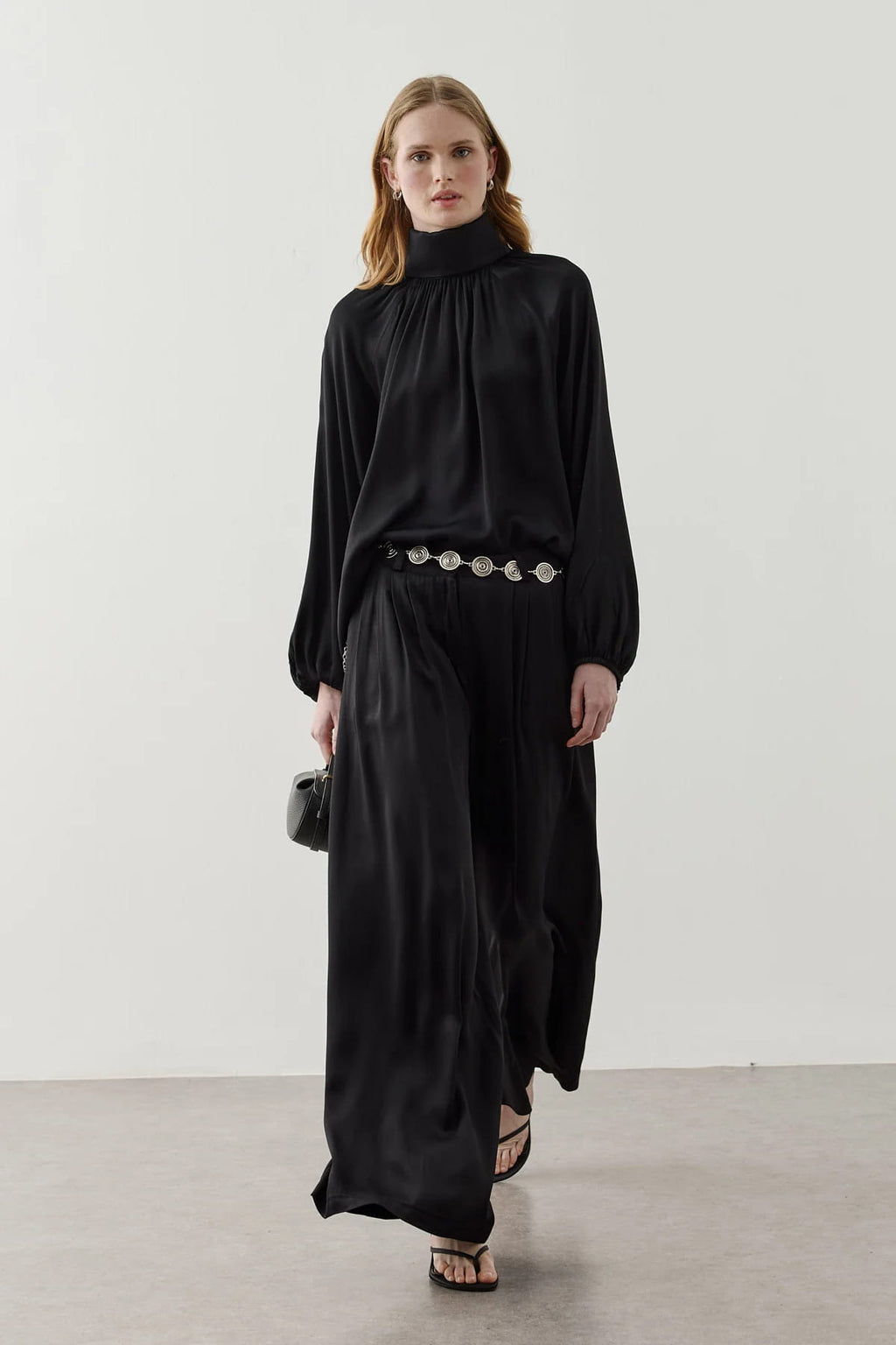 Black Ruched Pants Suit