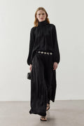 Black Ruched Pants Suit