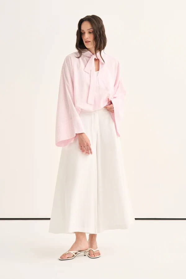 Pink Striped Cape Blouse
